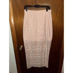 VTG No Boundaries Womens Light Pink Maxi Skirt With Slit Size Large 11/13